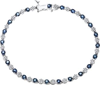 Diamant L'&eacute;ternel Womens Round Brilliant 9ct White Gold 3.90ct Sapphire and Diamonds 0.63ct Tennis Bracelet of 18.1cm - One Size
