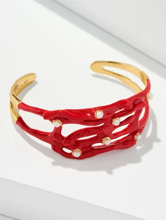 Talbots Kalypsa Cuff Bracelet - Red/Gold - 001 Talbots