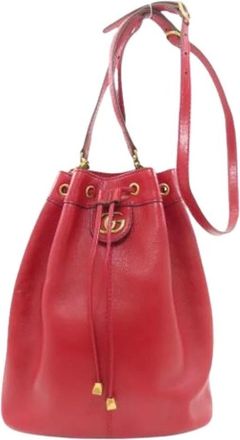 Gucci Pre-owned Vintage Bucket Schoudertas - Dames - Vintage Tas - Rood - ONE Size - Leer - Vintage