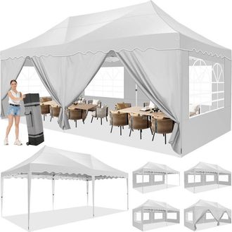 OEM Carpa De Jard&iacute;n Plegable 3x6m. Gazebo Impermeable Desplegable Con 6 Paneles Laterales. Carpa De Exterior. Altura Ajustable. Protecci&oacute;n Uv 50+. Y Agua,