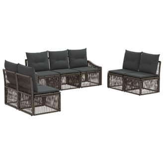 vidaXL Conjunto De Sof&aacute;s De Jard&iacute;n 7 Pcs Gris Rat&aacute;n Sint&eacute;tico Vidaxl
