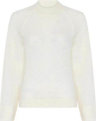 Bruuns Bazaar Fluffy BBAma knit - Dames - Coltruien - Wit - L - Wol - Truien & Vesten