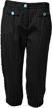 Dolce & Gabbana Womens Striped Wool Trousers Black