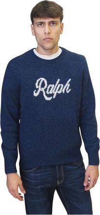 Ralph Lauren Trui met ronde hals - Heren - Ronde hals truien - Blauw - L - Wol - Truien & Vesten