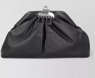 Marc Jacobs pleated clutch bag silver tone hardware