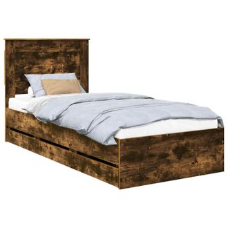 vidaXL Estructura De Cama Roble Ahumado 100 X 200 Cm Madera Ingenieril Vidaxl
