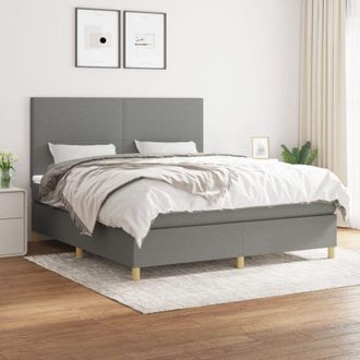 vidaXL Vidaxl - Cama Box Spring Con Colch&oacute;n Tela Gris Oscuro 160x200 Cm