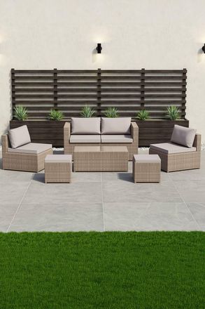 Home Discount Garden Vida Islay 6 Seater Rattan Furniture Set ALREADY ASSEMBLED in Natural