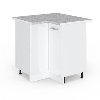 Vicco Mueble Esquinero Universal R-line, Blanco Alto Brillo, 75.6 Cm Con Puerta, Con Encimera, Vicco