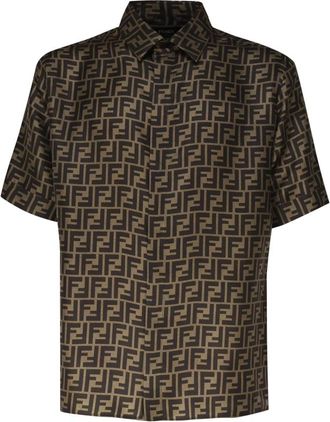 Fendi Shirt - male - Fendi - Short Sleeve Shirts - Brown - M - Shirts