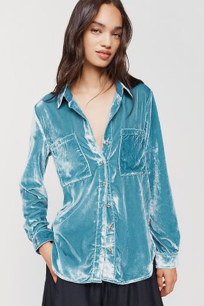 Pilcro Hadley Velvet Relaxed Buttondown Shirt