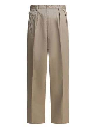 KAPITAL pleated cotton straight-leg trousers - Neutrals