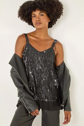 Roman Tassel Sequin Chiffon Top