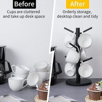 OEM Portavasos - Portavasos Para Caf&eacute; - Con 6 Portavasos - Negro - Portatazas Portavasos