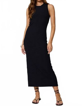 Stillwater Wide Rib High Neck Maxi Dress In Black