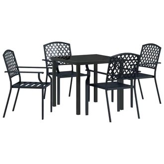 Berkfield Home 5 Piece Garden Dining Set Anthracite Steel in Black