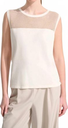 Joseph Ribkoff Mesh Yoke Straight Cami Top In Vanilla/gold