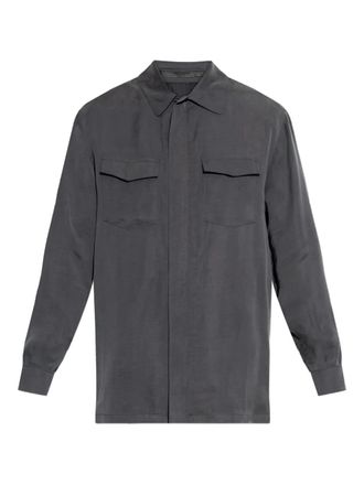 Giorgio Armani chest-pockets shirt jacket - men - Lyocell - 48 - Grey