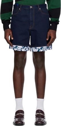 Burberry Indigo Flocked Denim Shorts, Size 29R