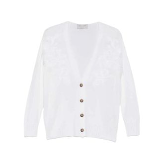 Ermanno Scervino Cardigans, female, White, Size: 2XS Floral Embroidered Cardigan