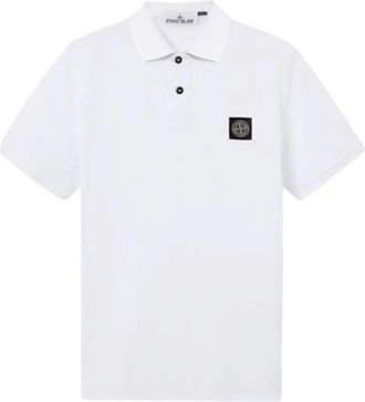 Stone Island Slim-fit Polo met korte mouwen - Heren - Polos - Wit - L - Katoen - Tops