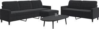 vidaXL Vidaxl - Juego De Sof&aacute;s Con Cojines 3 Piezas Terciopelo Negro