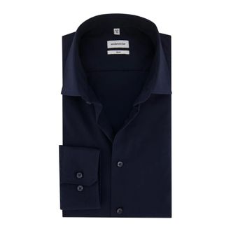 Seidensticker Heren, Overhemden, Blauw, Maat: XS Katoen