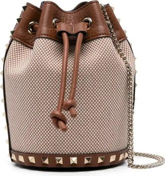 Valentino Garavani Rockstud Bucket Bag - Womens - Fabric/Calf Leather