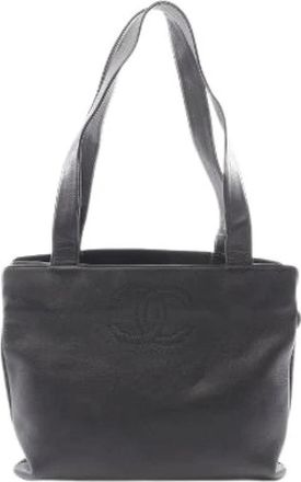 Chanel Pre-owned Coco Mark Lambskin Tote Bag - Dames - Vintage Schoudertas - Zwart - ONE Size - Leer - Vintage