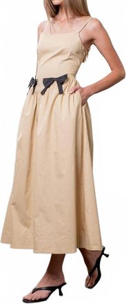 Moon River Sleeveless Square Neck Midi Dress In Khaki