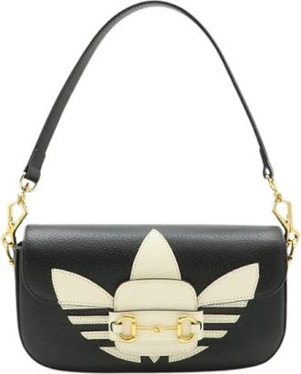 Gucci Pre-owned Leather Horsebit Shoulder Bag 2Way - Dames - Vintage Schoudertas - Zwart - ONE Size - Leer - Vintage