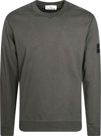 Stone Island Crewneck Olive Green Ribbed Sweatshirt