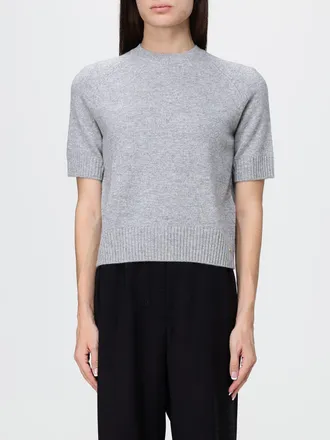 Anine Bing Grey Pure Cashmere Crewneck Jumper with Short Sleeves