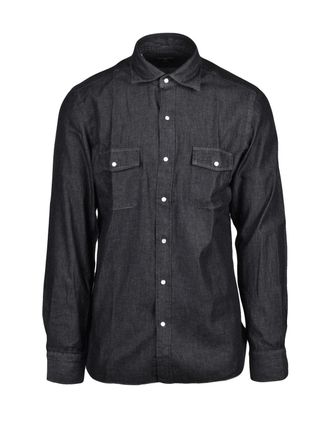 LUIGI BORRELLI NAPOLI Button-Down Cotton Shirt with Textured Weave