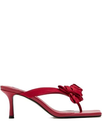 Senso Sandali in raso con tacco e decorazione a forma di rosa - Rosso