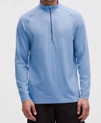 lululemon Metal Vent Tech Half Zip Top In Starch Blue/pool Party