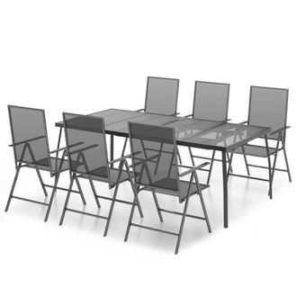 Berkfield Home 7 Piece Garden Dining Set Anthracite Steel in Black
