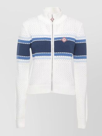 Casablanca knit jacket high neck perforated pattern