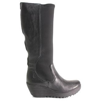FLY London YOJA401FLY Leather Womens Calf Length Boots - Black - Size:UK 8