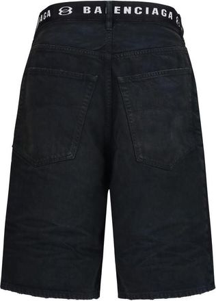 Balenciaga Mens Black Cotton Bermuda Shorts