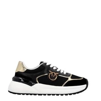 Pinko Sneakers, female, Black, Size: 9 US Black Lace-Up Sneakers Love Birds