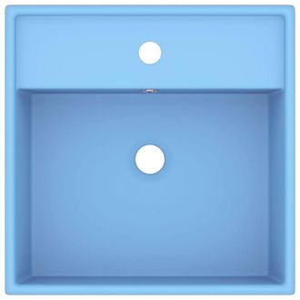 Berkfield Home Luxury Basin Overflow Square Matt Light Blue 41x41 cm Ceramic