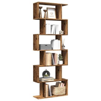Berkfield Home Room Divider Bookcase 6-Tier Old Wood 70x24x193 cm Engineered Wood in Brown | Size: 70 x 24 x 193 cm