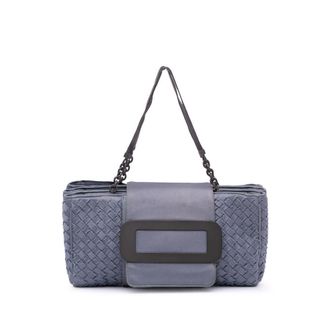 Bottega Veneta Pre-owned Bottega Veneta Canvas Intrecciato Buckle Flap Handbag Ladies BO11773130