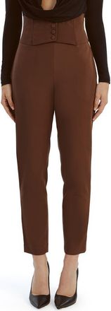 Bardot Corset High Waist Ankle Pants in Chocolate at Nordstrom, Size 10