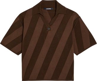Jacquemus Le Polo Maille Striped Close-knit Polo Shirt - Brown - XL