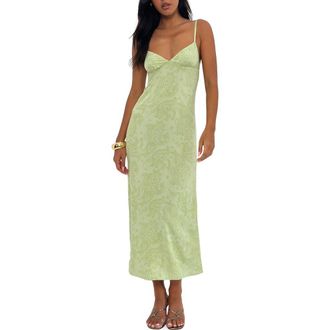 Motel Sastra Paisley Midi Slipdress in Retro Paisley Lime at Nordstrom Rack, Size Large