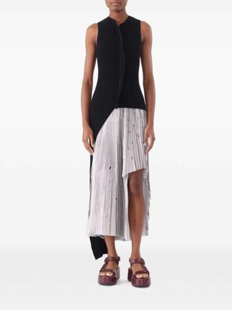 Jason Wu asymmetric ribbed-knit top - women - Polyamide/Cotton - M - Black