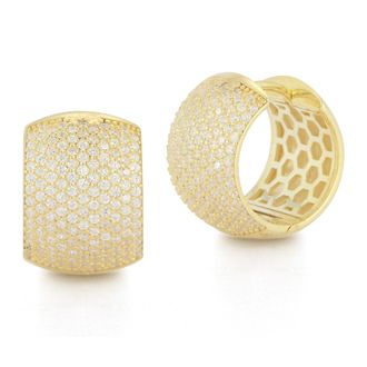 Glaze Jewelry Sterling Silver Pave Bold Chunky Hoops
