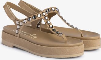 Pedro Garcia Beige crystal studded thong sandal | Judith | Spring Summer 2026 collection